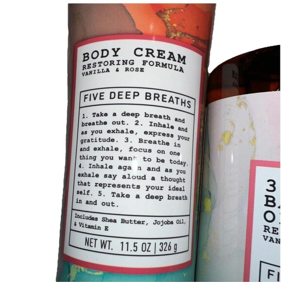 Five Deep Breaths Vanilla & Rose Bath Set - Bath Foam, Oil, Wash, Body Cream NEW - Picture 4 of 5